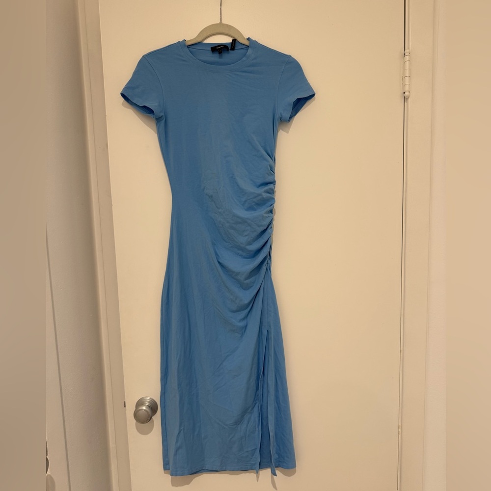 Theory Light Blue Ruched Maxi Dress